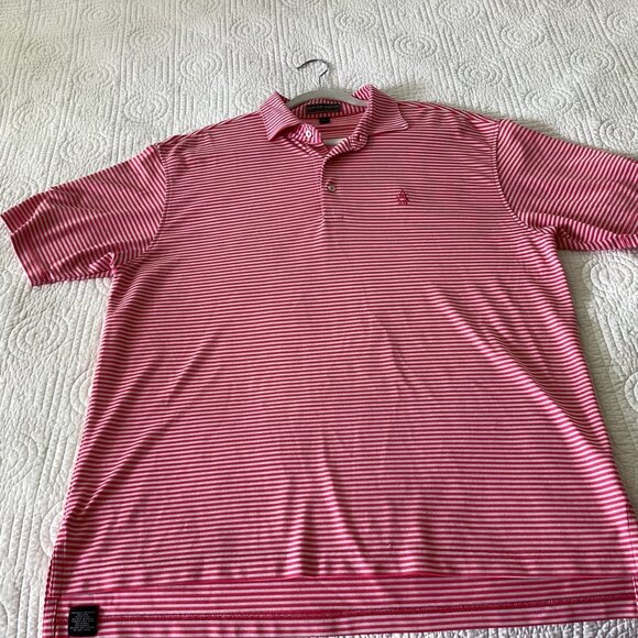Peter Millar Summer Comfort Red & White Striped Polo Shirt L Golf - Picture 7 of 12